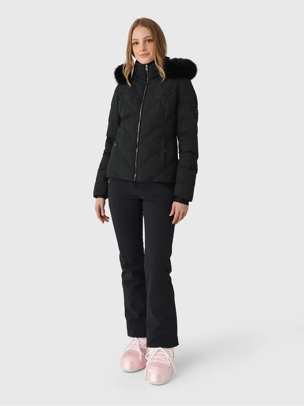 Obermeyer Bombshell Jacket Black Faux Fur Hood Puffer Coat Size 6